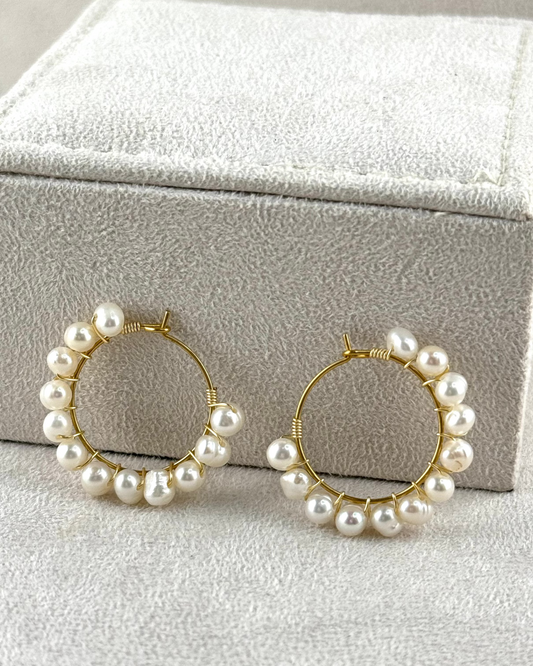 Beachside Pearled Hoops
