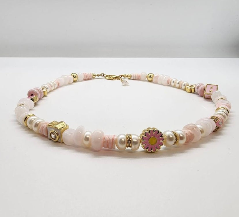 Pink Flowers Necklace