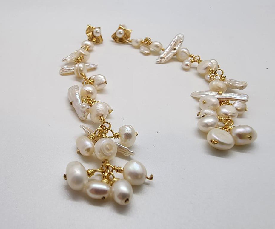 Seashore Pearled Long Earrings