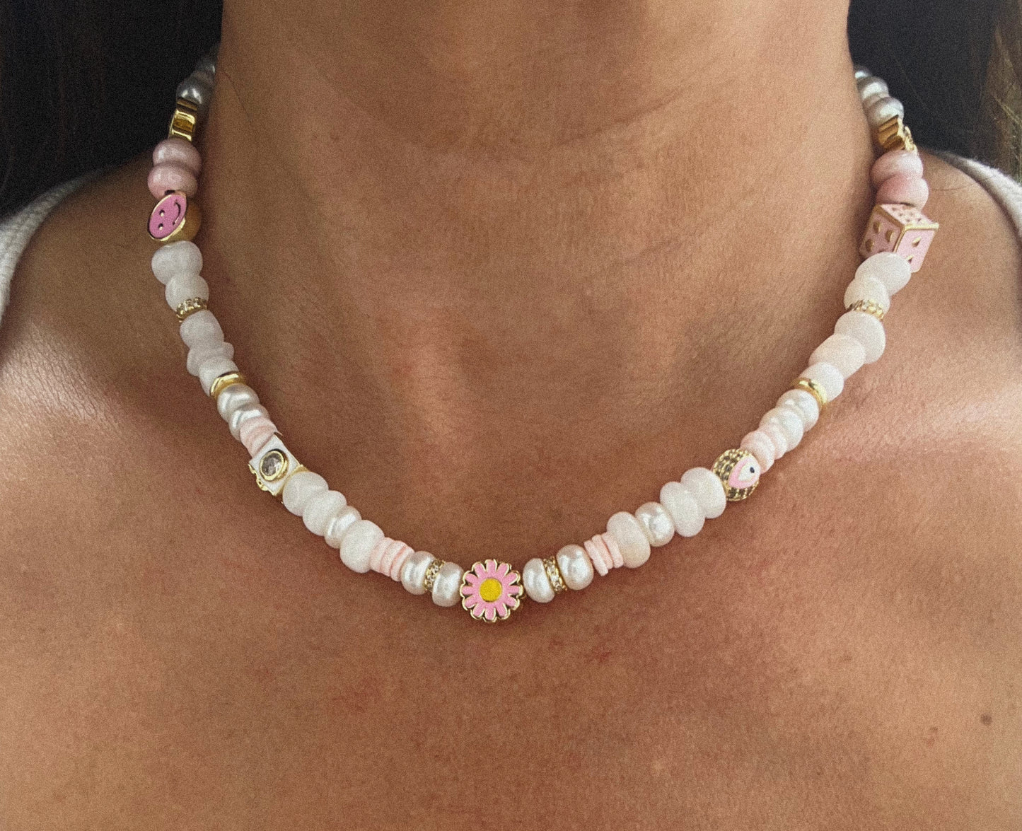 Pink Flowers Necklace