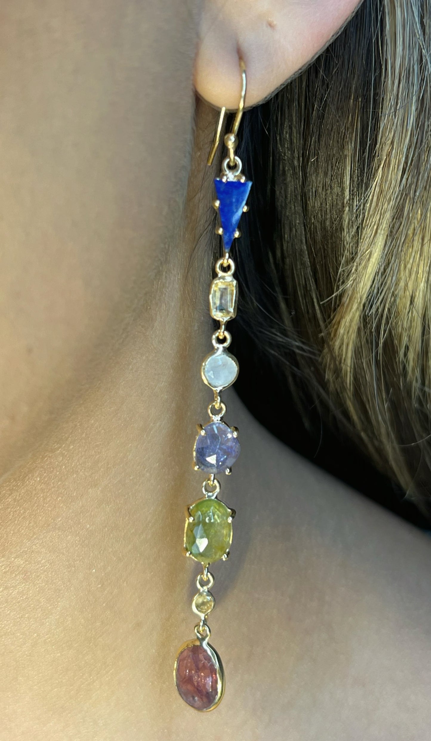 Mixed Stones Drop Earrings