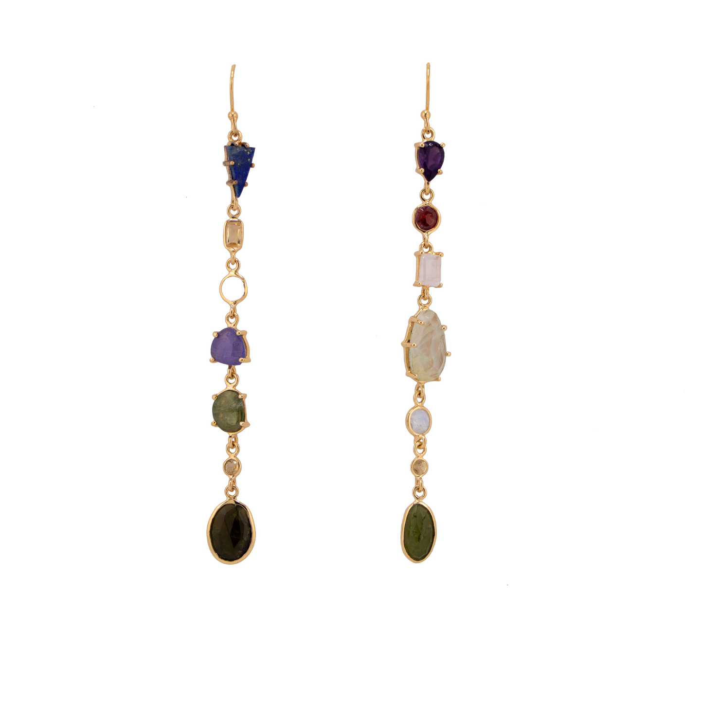 Mixed Stones Drop Earrings