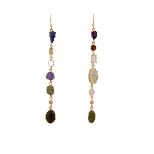 Mixed Stones Drop Earrings