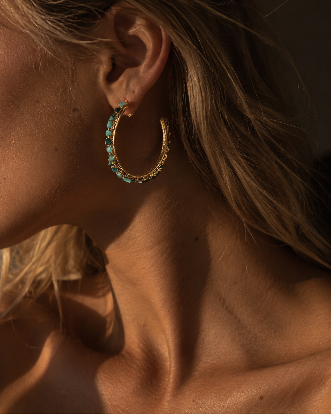 Large Turquoise Hoops