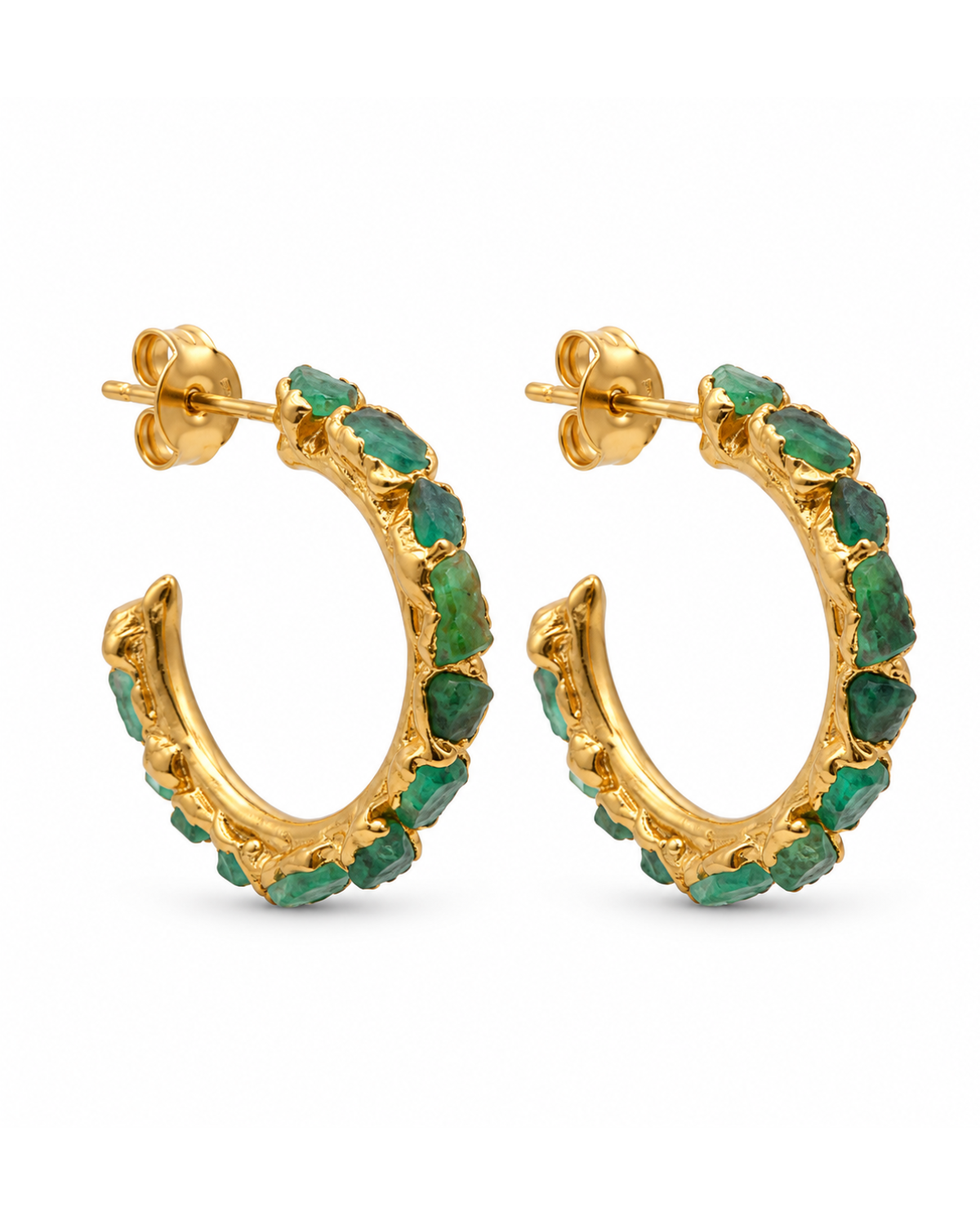 Medium Emerald Hoops