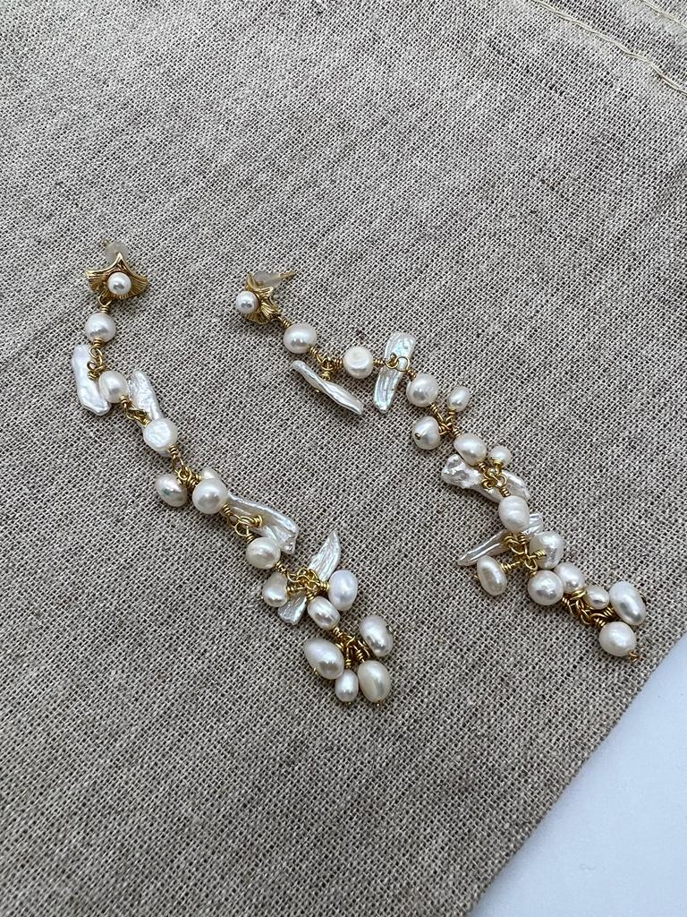 Seashore Pearled Long Earrings