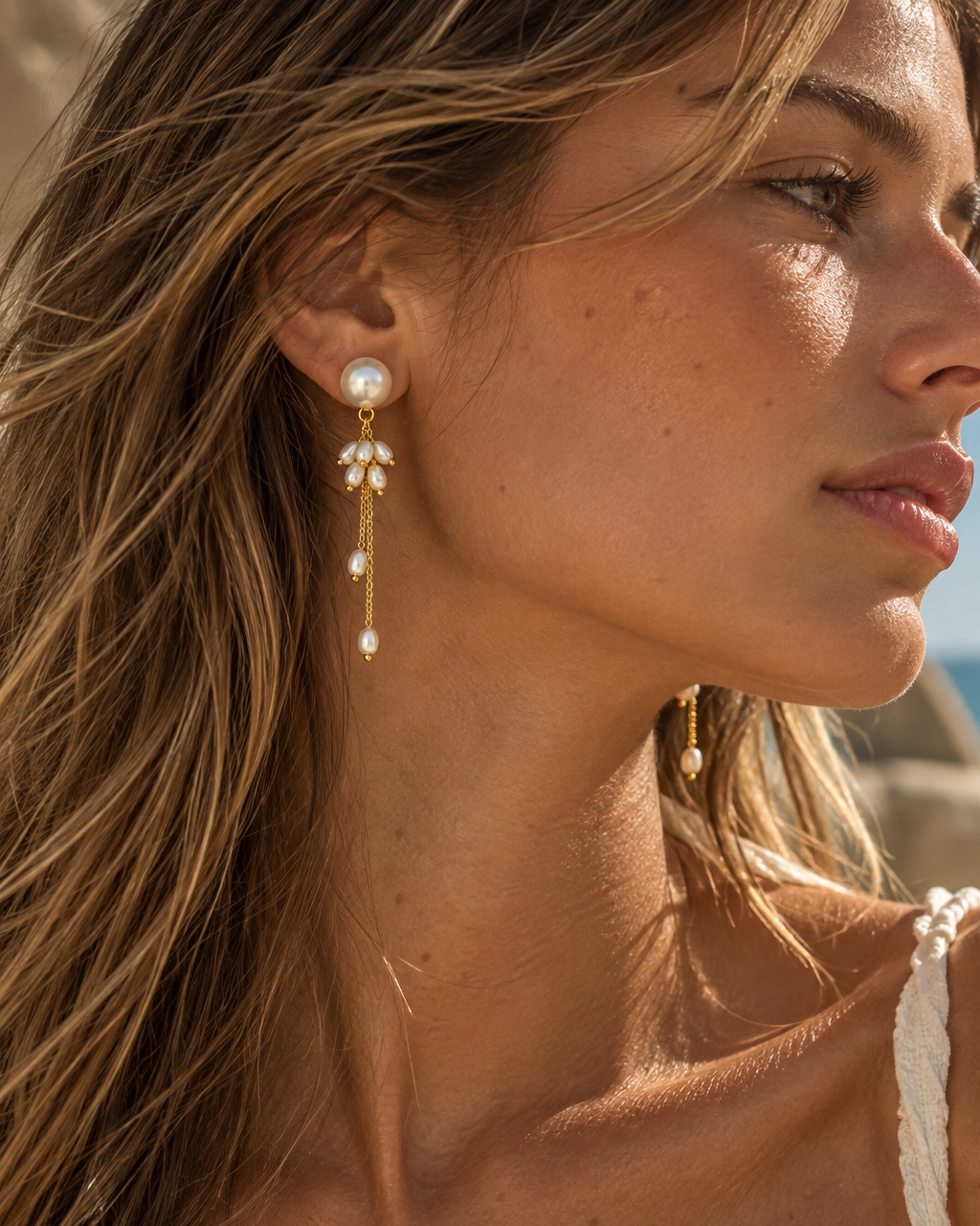 Palm Pearl Drop Earrings