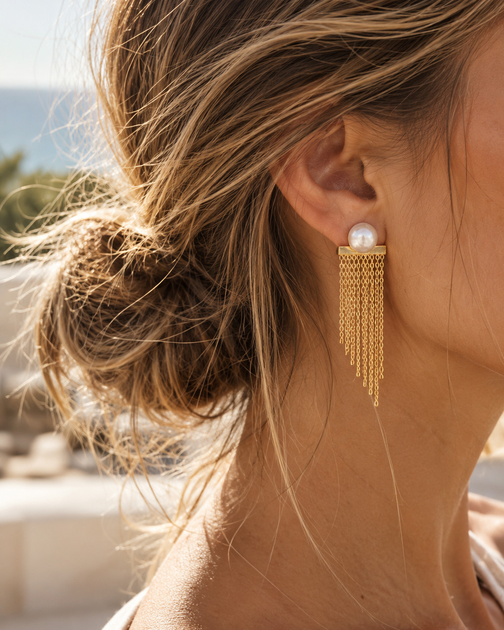 Pearl Chain Cascade Earrings