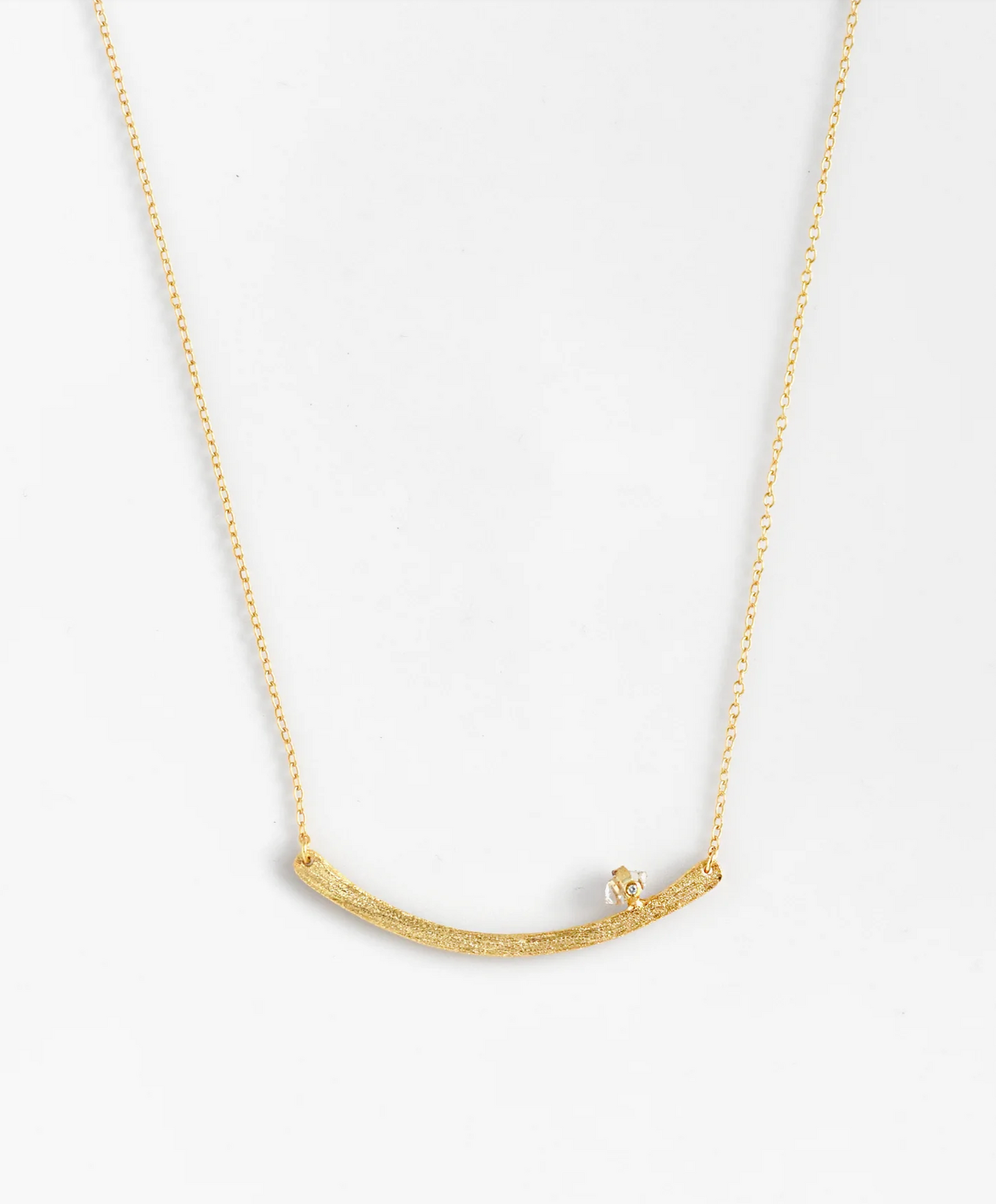 Handmade Curved Bar with Herkimer and Diamond Necklace