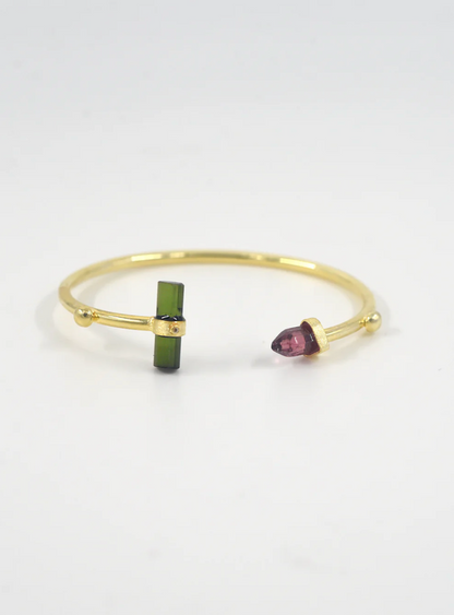 Double Tourmaline Point and Bar with Diamond Bangle