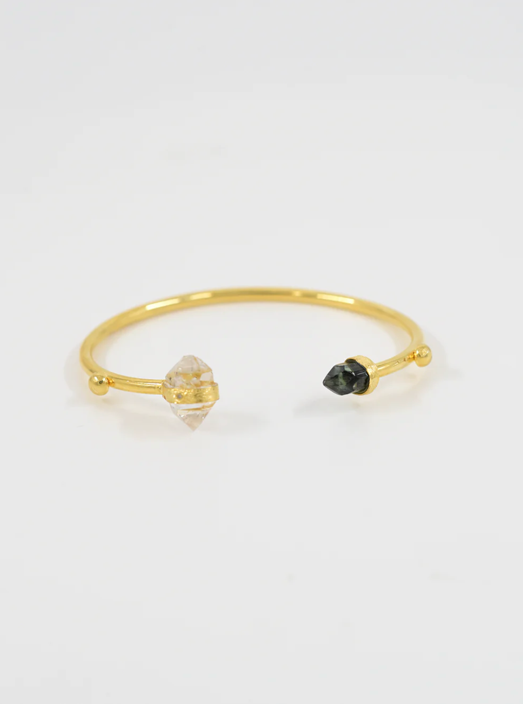 Herkimer Quartz with Tourmaline and Diamond Bangle