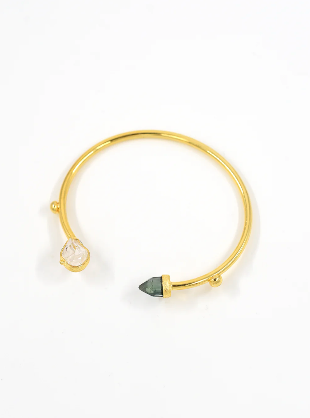 Herkimer Quartz with Tourmaline and Diamond Bangle