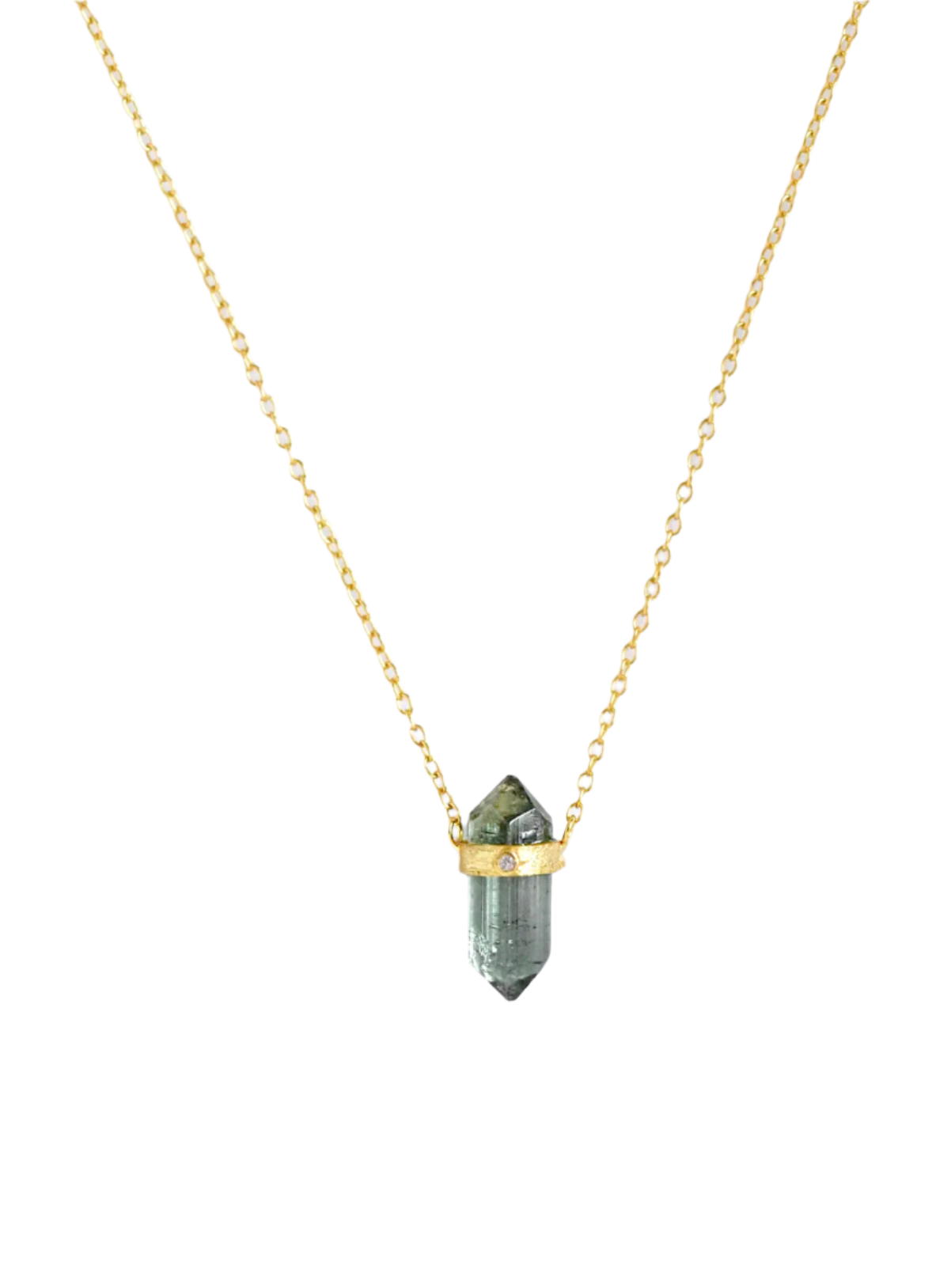 Conical Tourmaline With Diamond Necklace