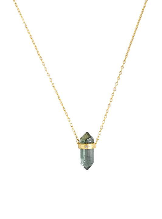 Conical Tourmaline With Diamond Necklace