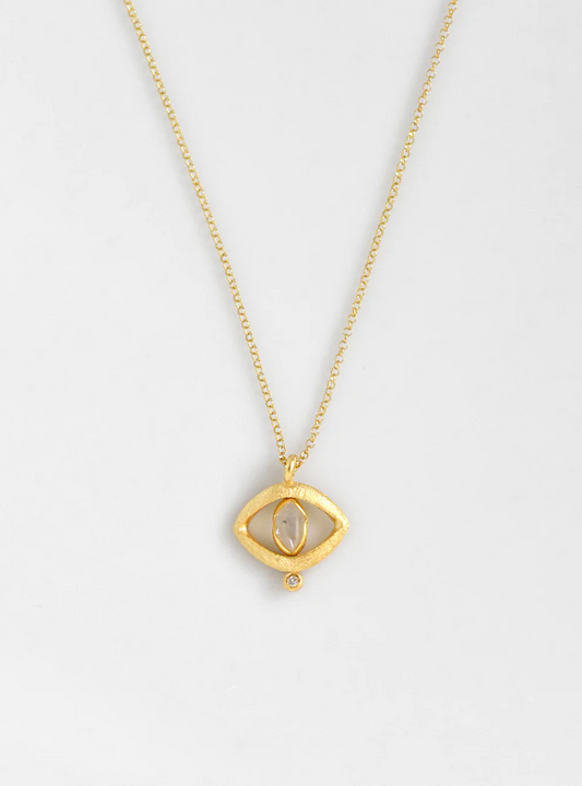 Herkimer Diamond Protective Eye Necklace