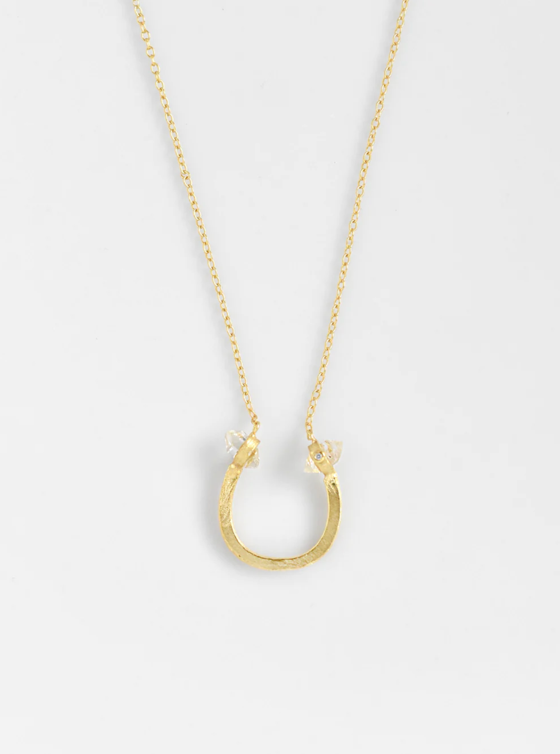 Herkimer Diamond Minimalist Horseshoe Necklace