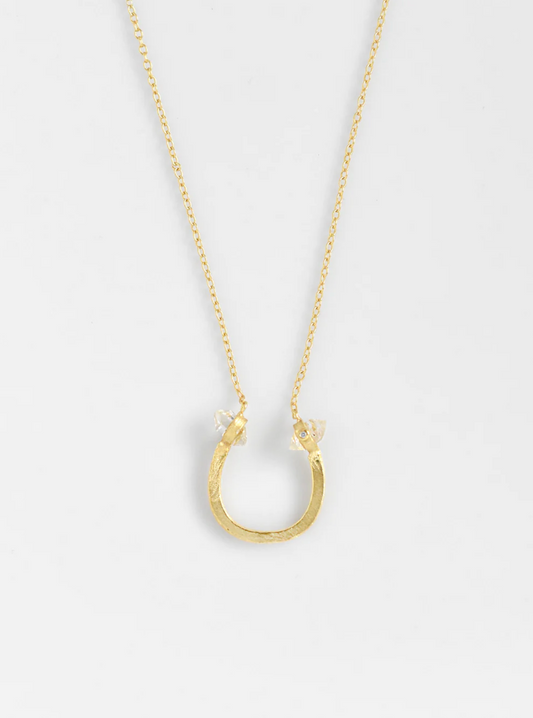 Herkimer Diamond Minimalist Horseshoe Necklace