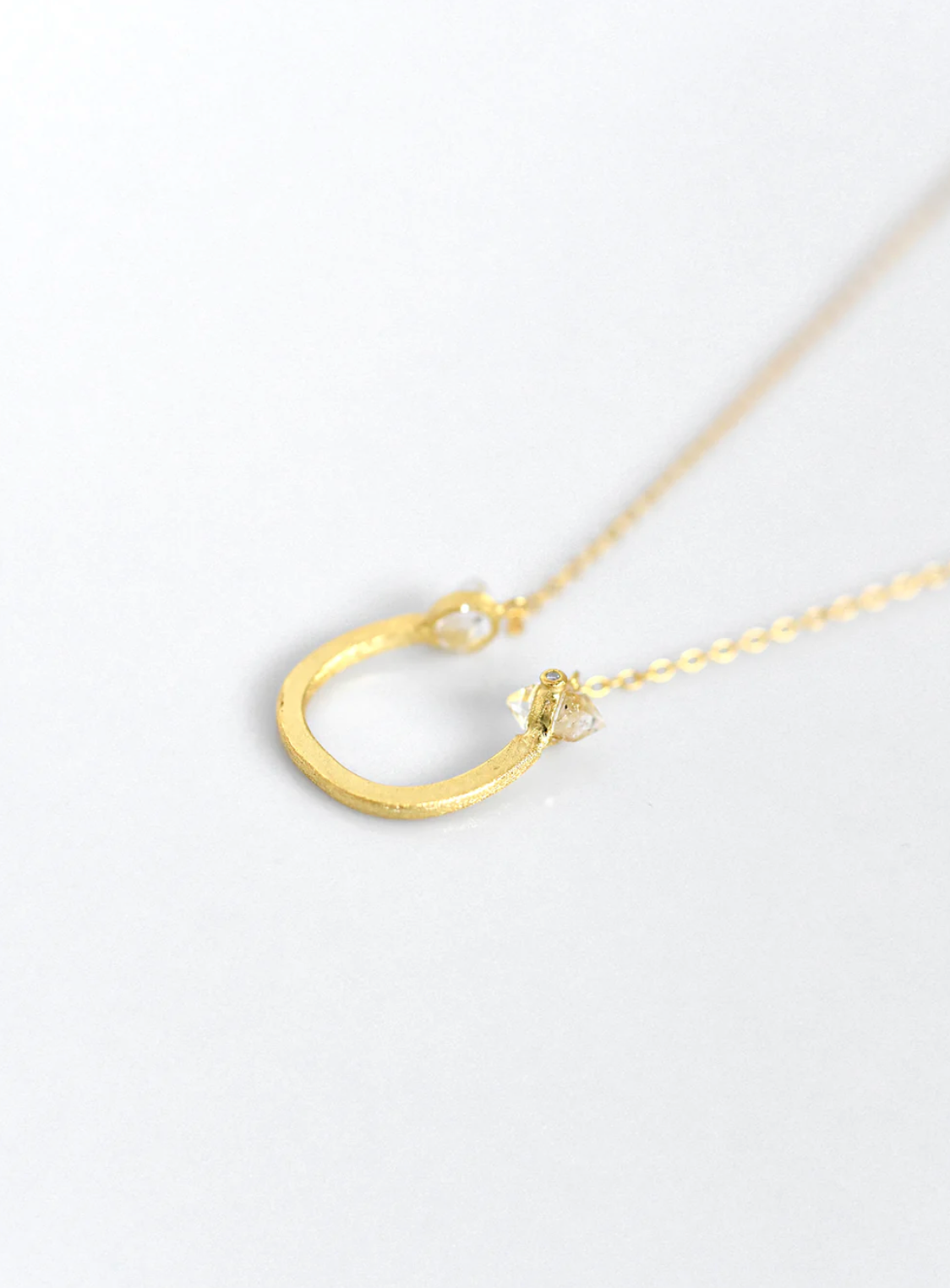 Herkimer Diamond Minimalist Horseshoe Necklace