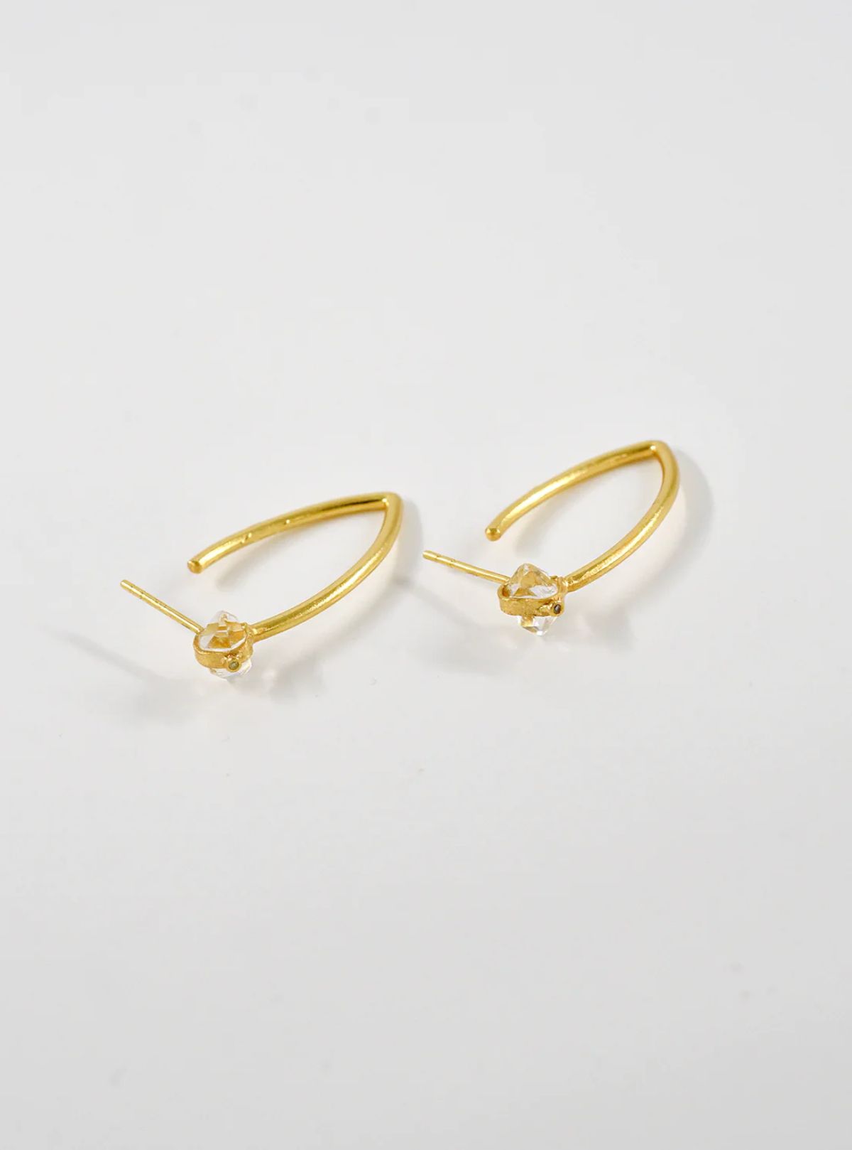 Radiant Aura Herkimer Diamond Long Hoop Earrings