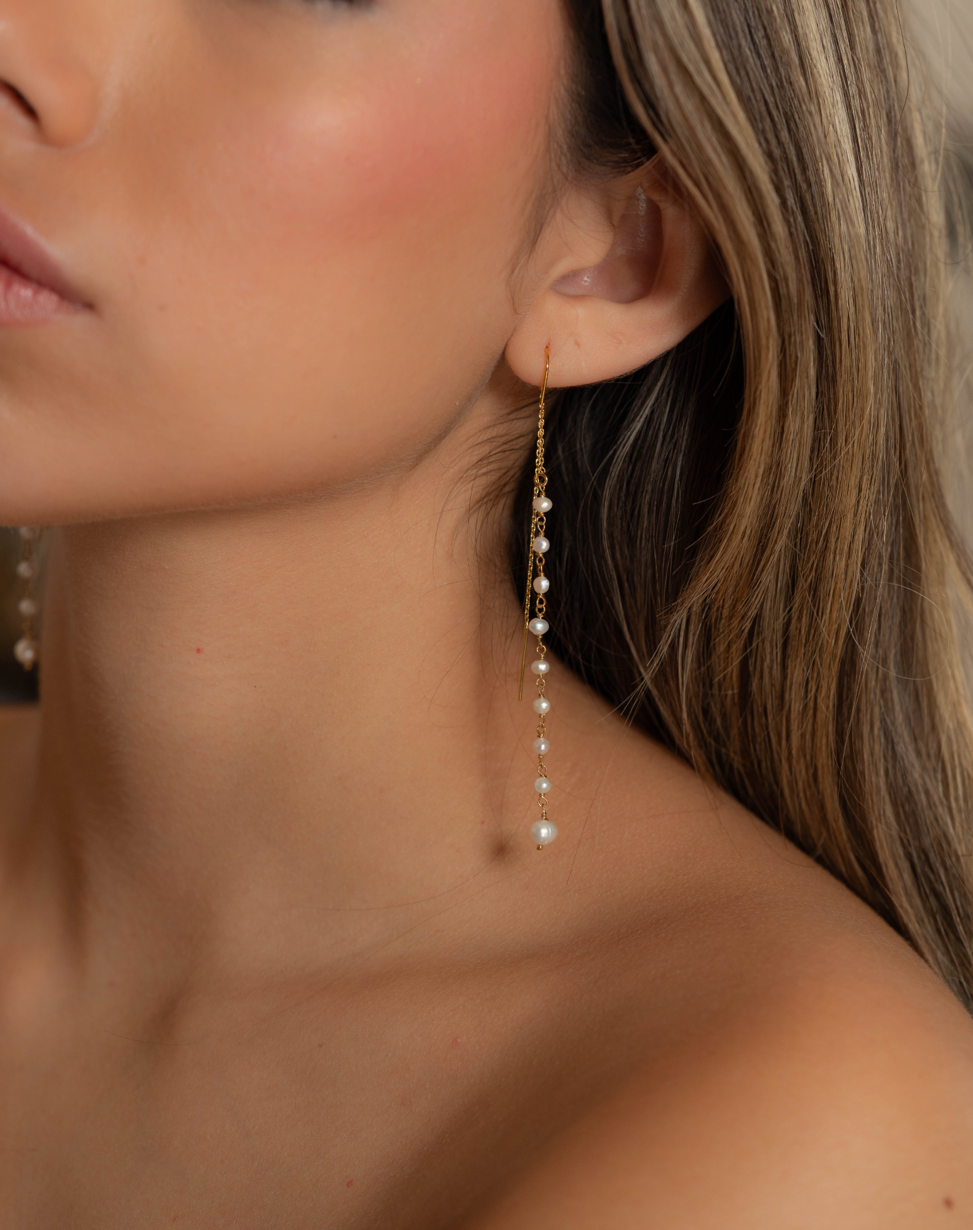 Long Cascade Pearl Earrings