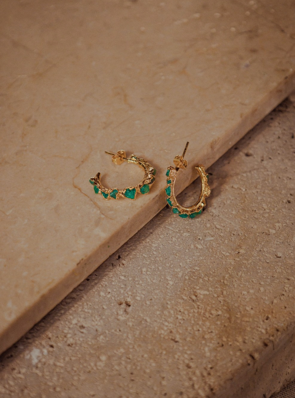 Small Emerald Hoops