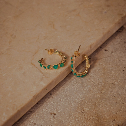 Small Emerald Hoops