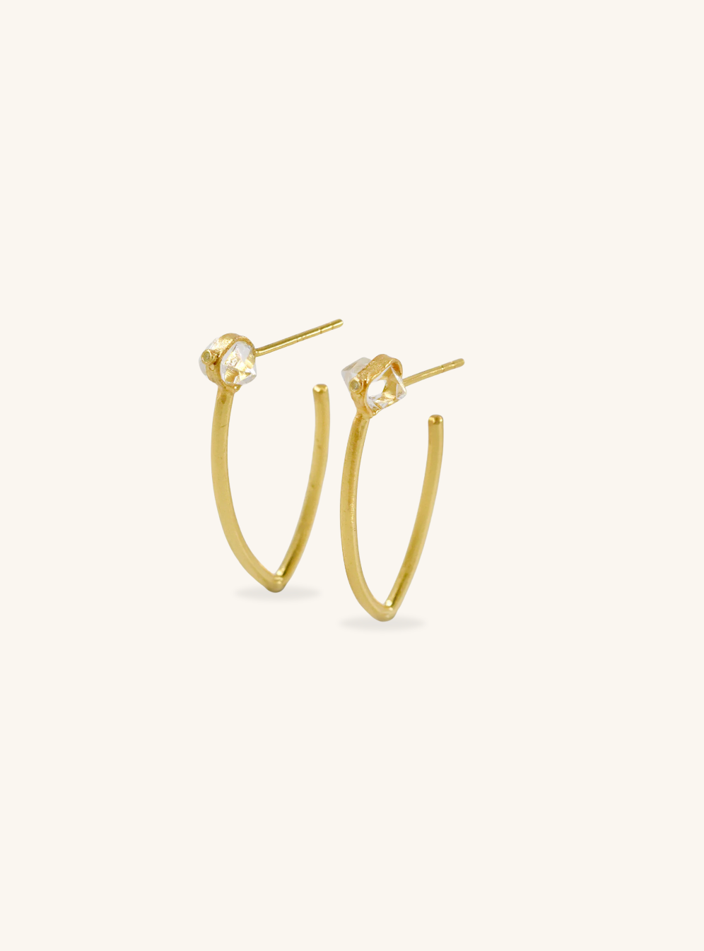 Radiant Aura Herkimer Diamond Long Hoop Earrings