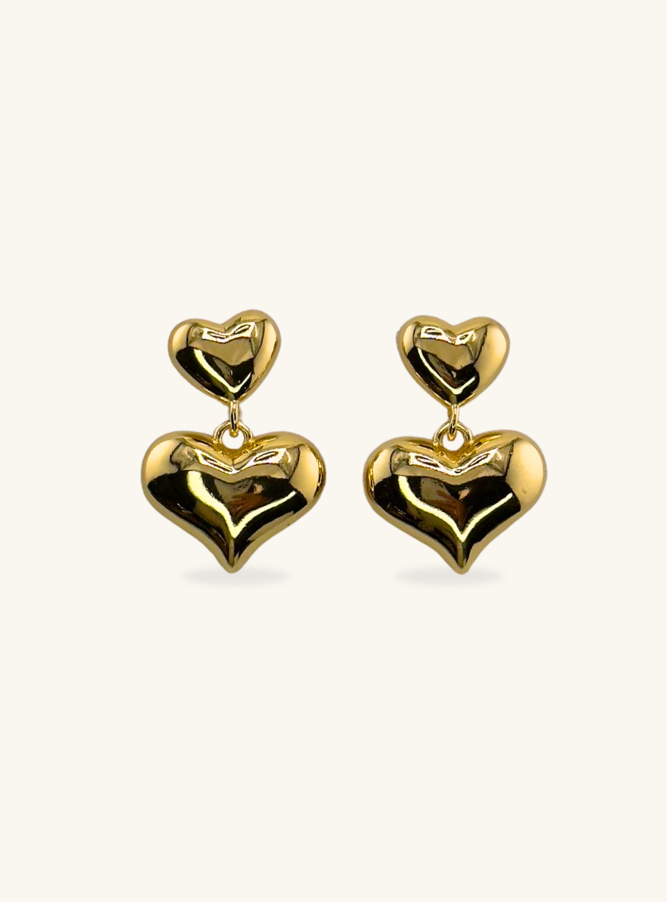 Double Heart Drop Earrings