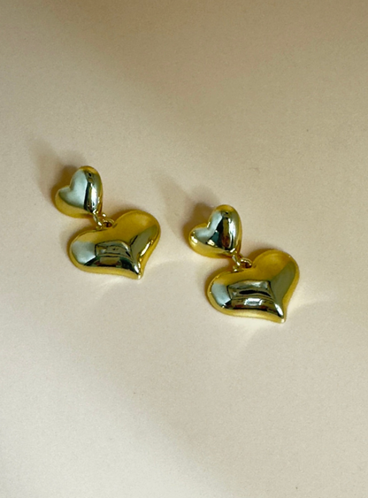 Double Heart Drop Earrings