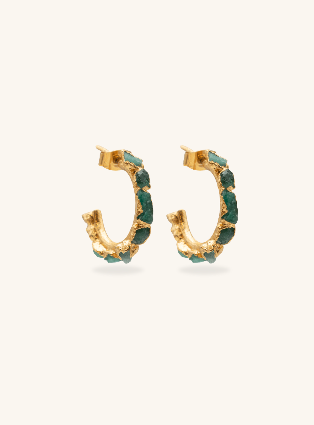 Small Emerald Hoops