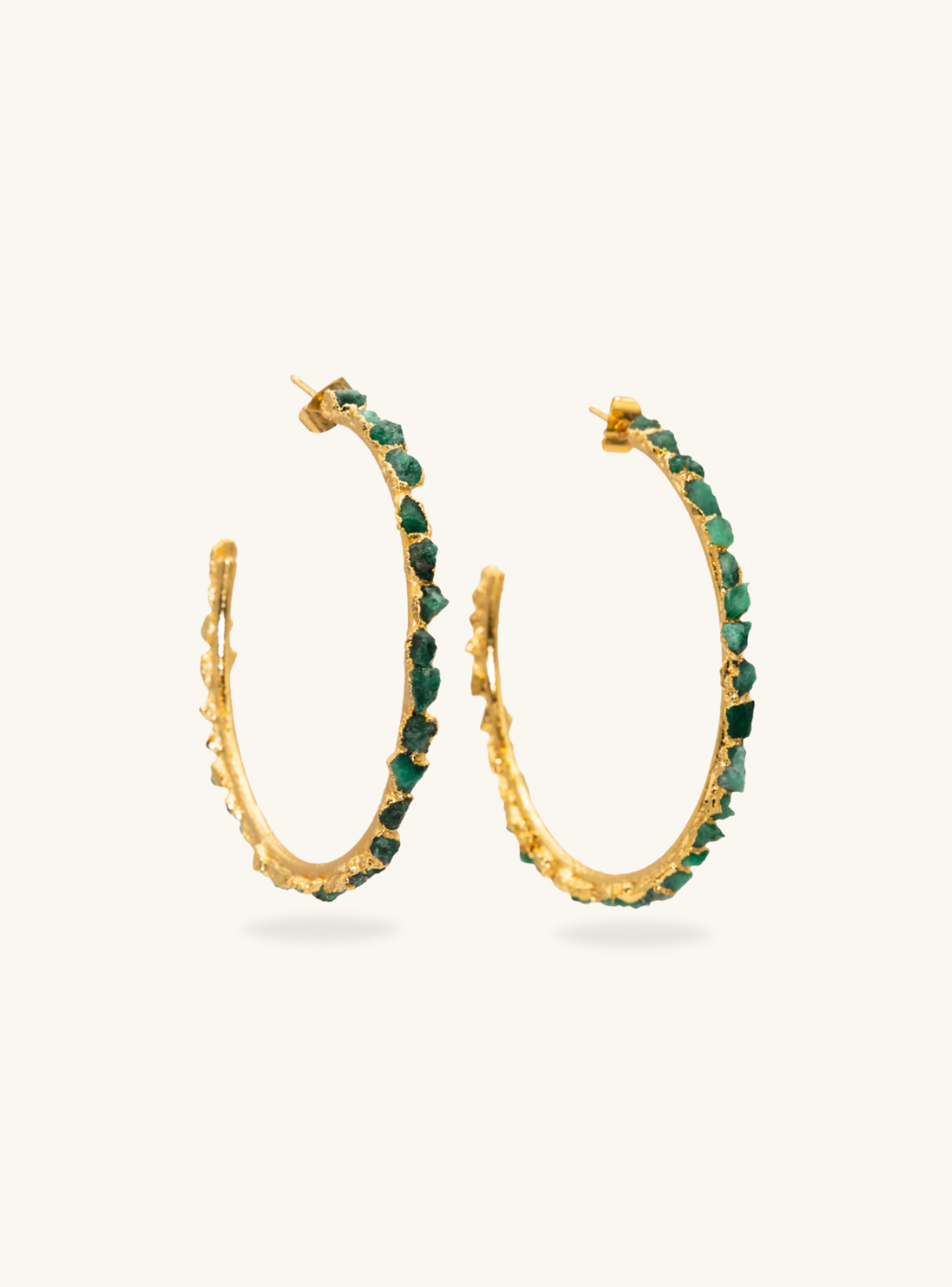 Large Emerald Hoops