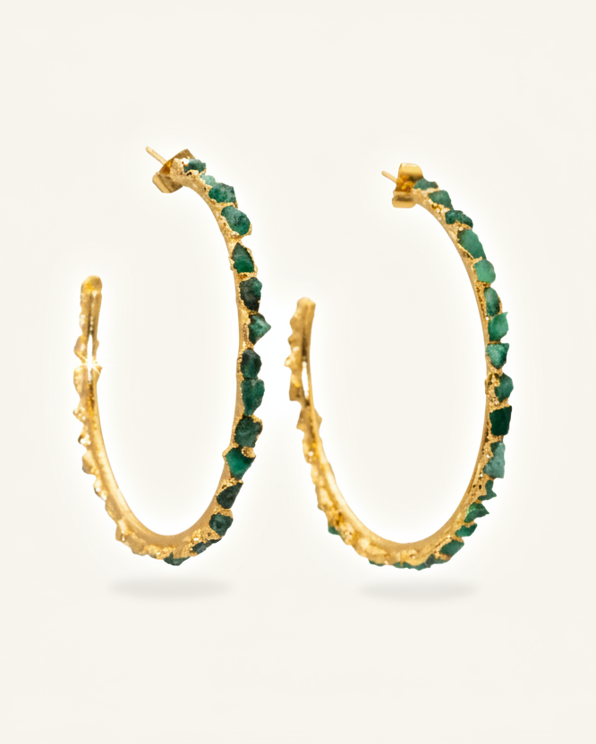 Large Emerald Hoops