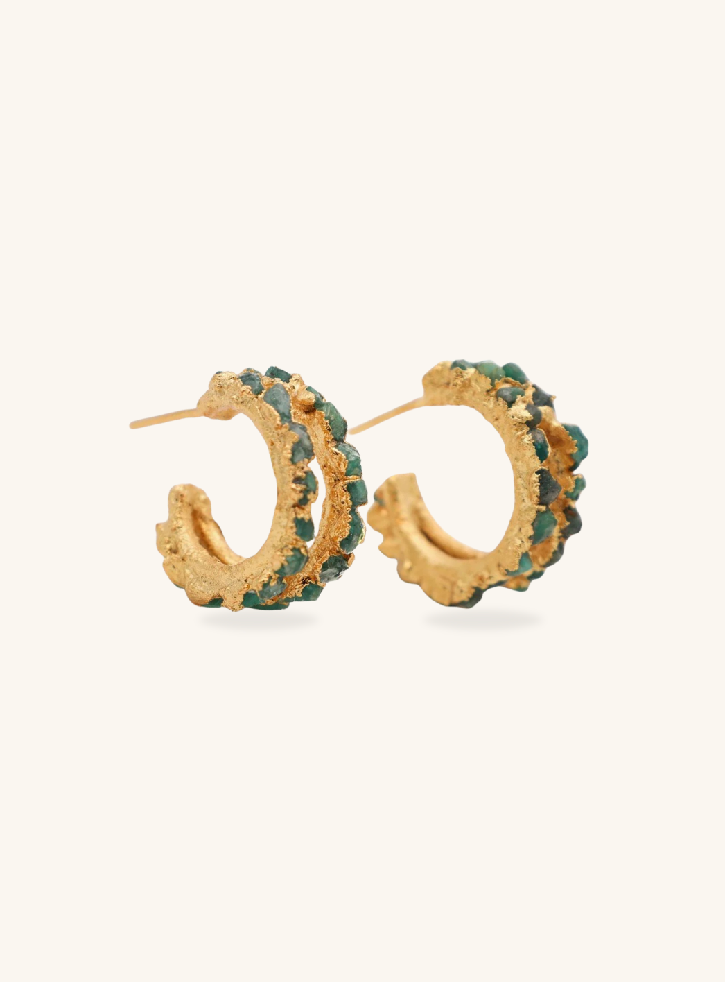 Double Emerald Hoops
