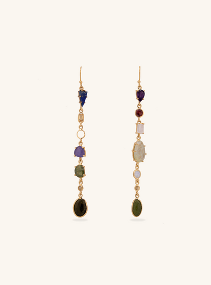 Mixed Stones Drop Earrings