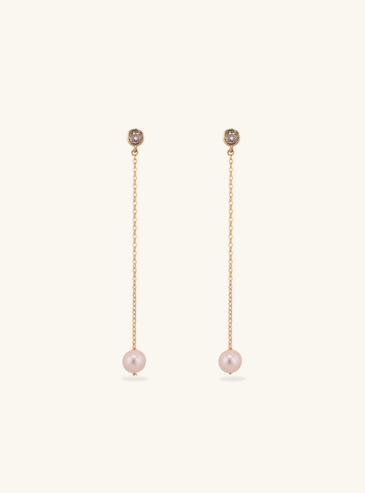 Pearl Long Drop Earrings