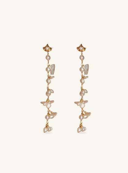 Seashore Pearled Long Earrings