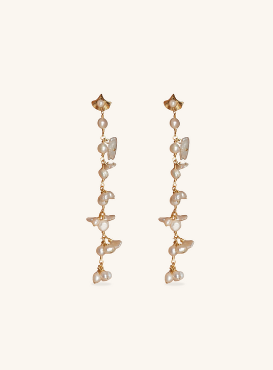 Seashore Pearled Long Earrings