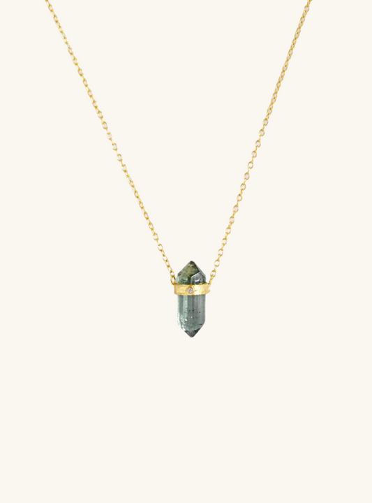 Conical Tourmaline With Diamond Necklace