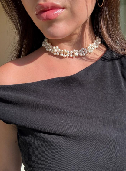 Handcrafted Pearl Floral Necklace