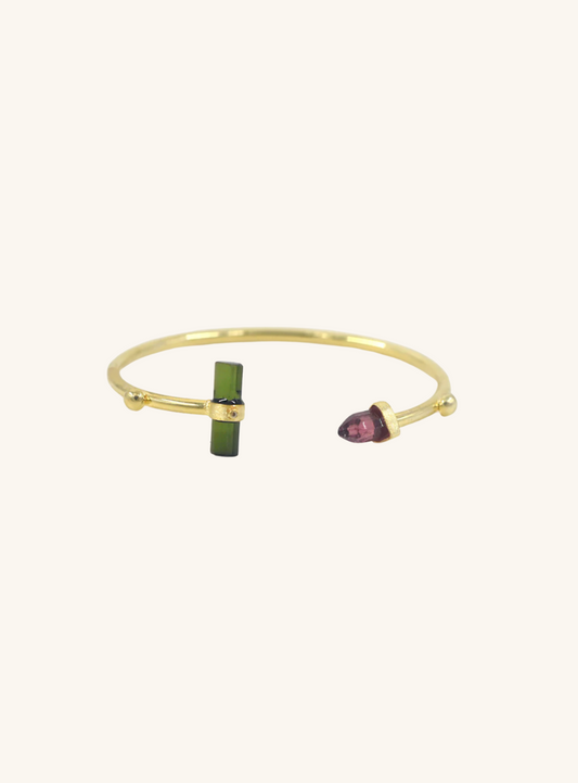 Double Tourmaline Point and Bar with Diamond Bangle