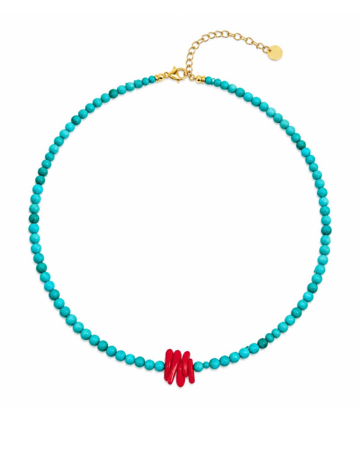 Turquoise and Mini Coral Necklace