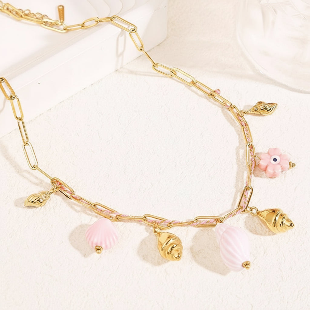 Ocean Pink Charms Necklace