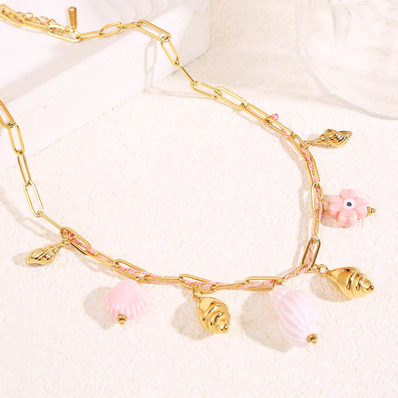 Ocean Pink Charms Necklace