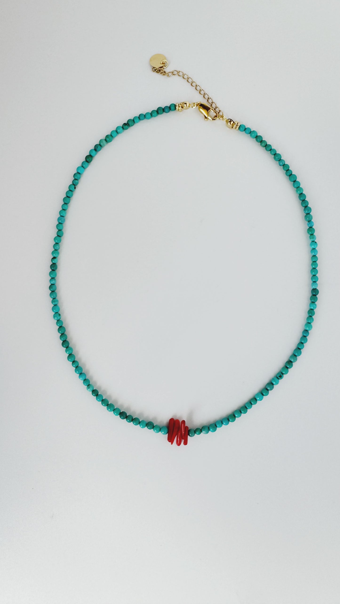 Turquoise and Mini Coral Necklace