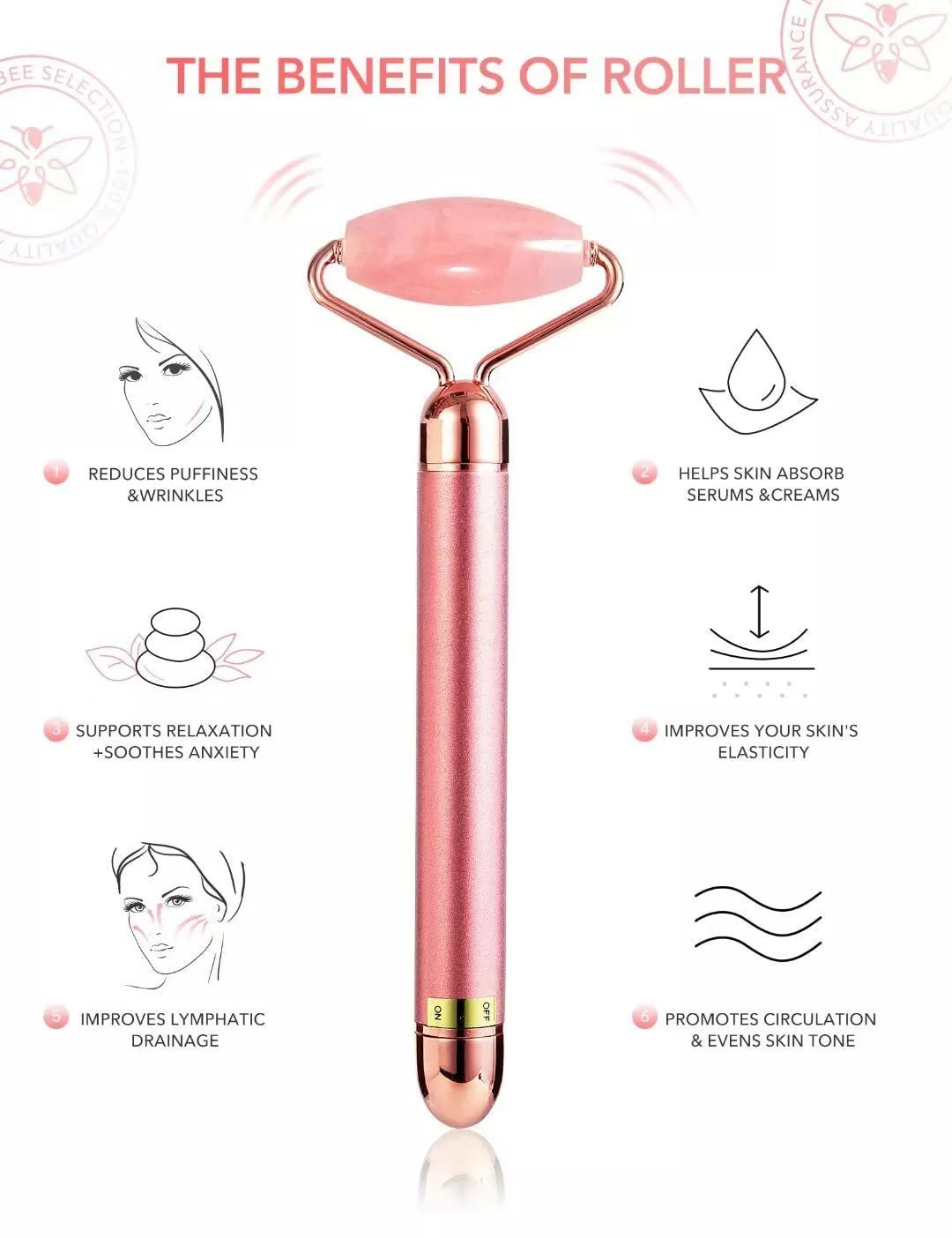 2 in 1 Electric Rose Quartz Facial Roller